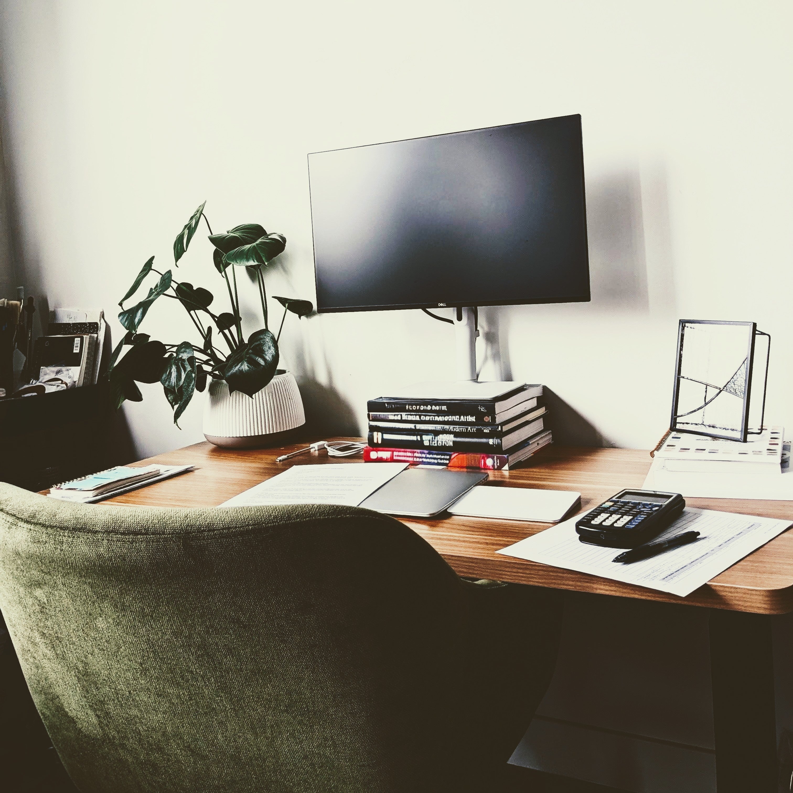 Handmade Tabletop Glass Artwork on a Desk